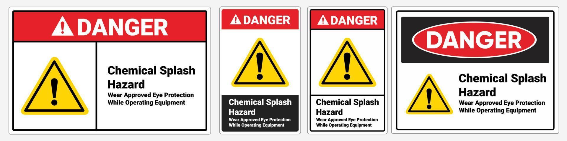 Safety sign Chemical Splash Hazard . Danger sign. OSHA and ANSI standard sign. vector