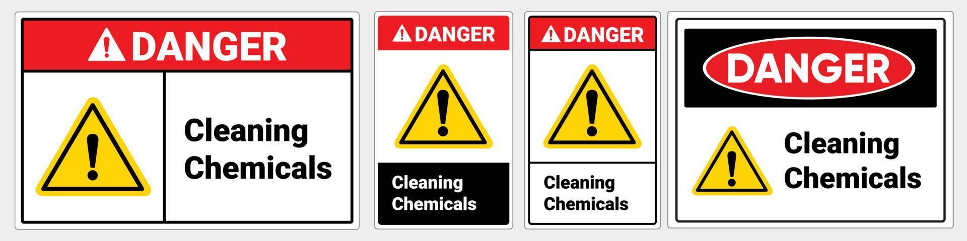 Safety sign Cleaning chemicals. Danger sign. OSHA and ANSI standard sign. vector