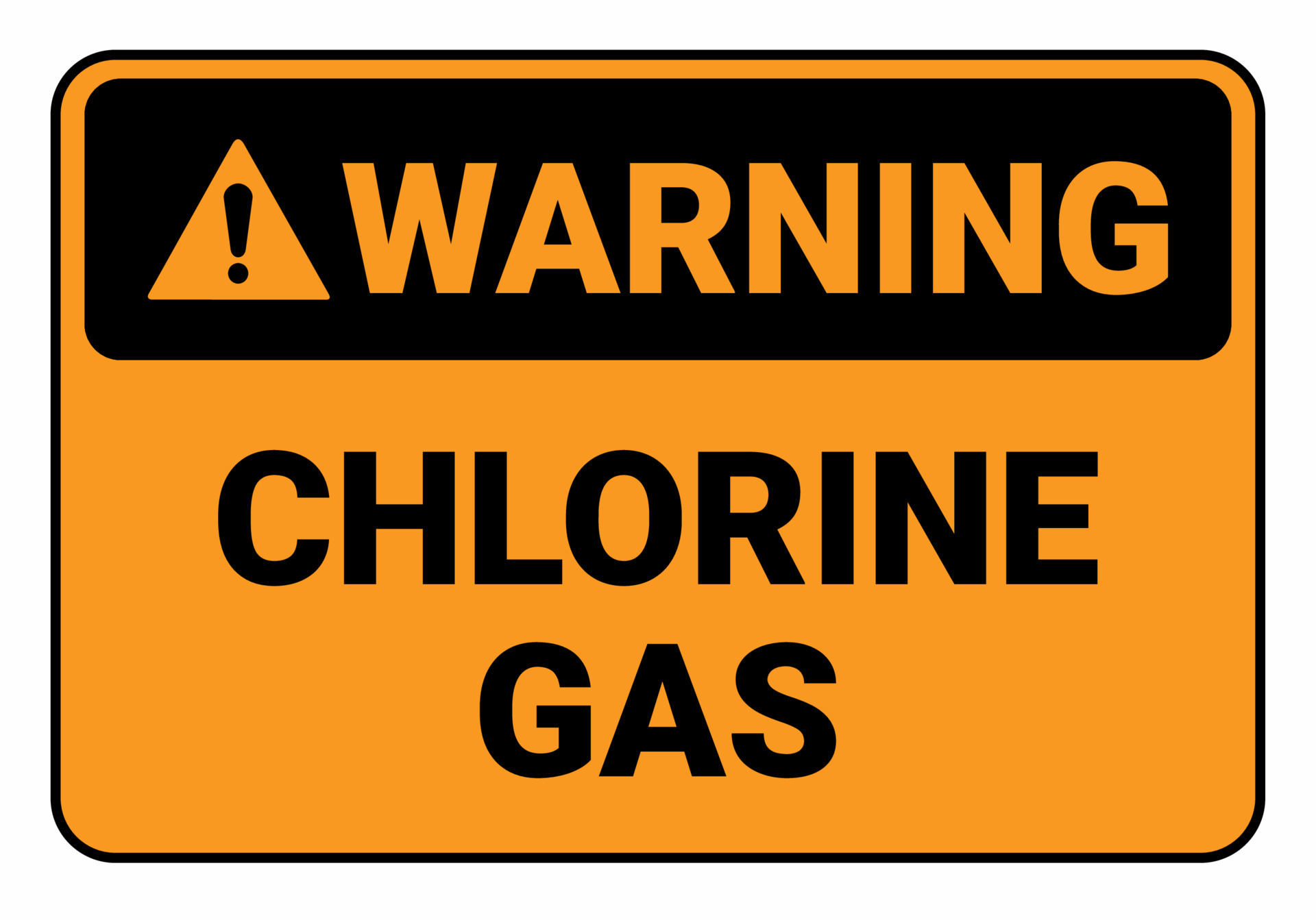 Warning Chlorine gas. beware the dangers of Chlorine gas. Safety sign