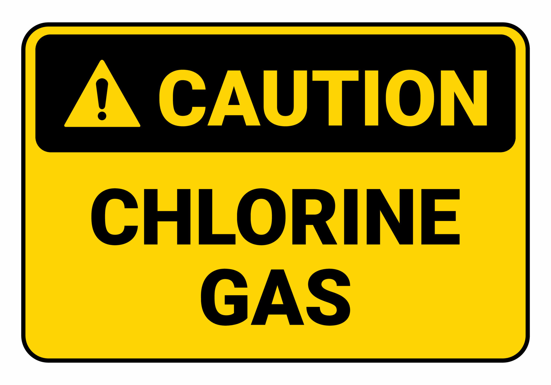 Caution Chlorine gas. beware the dangers of Chlorine gas. Safety sign