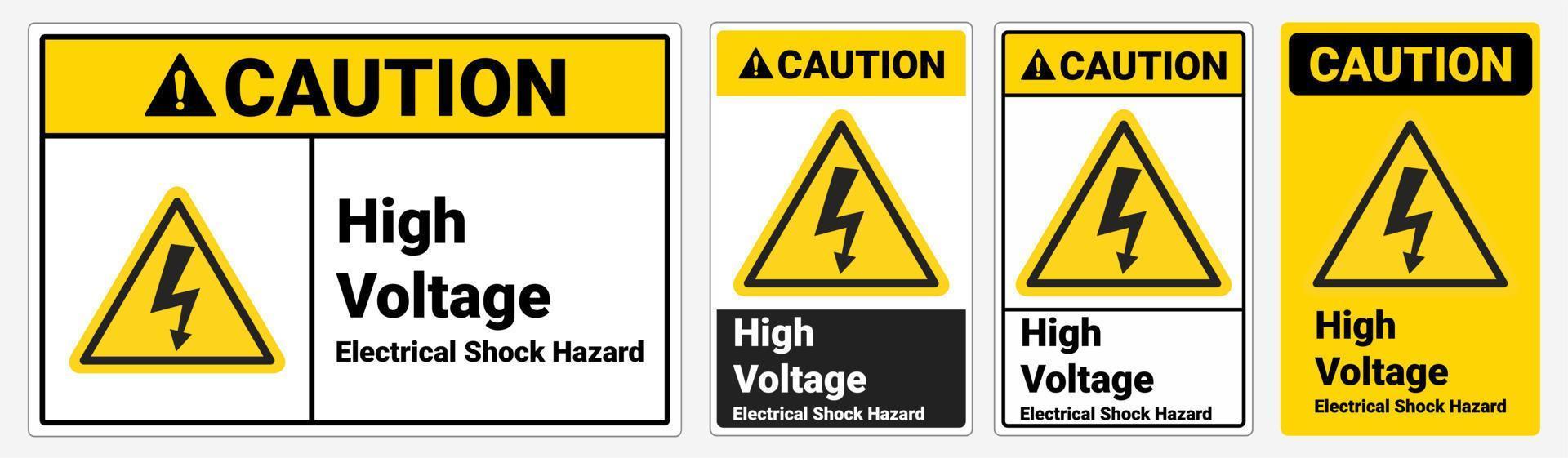 Safety sign High Voltage Electrical Shock Hazard. Caution sign. Osha and ANSI standard. vector