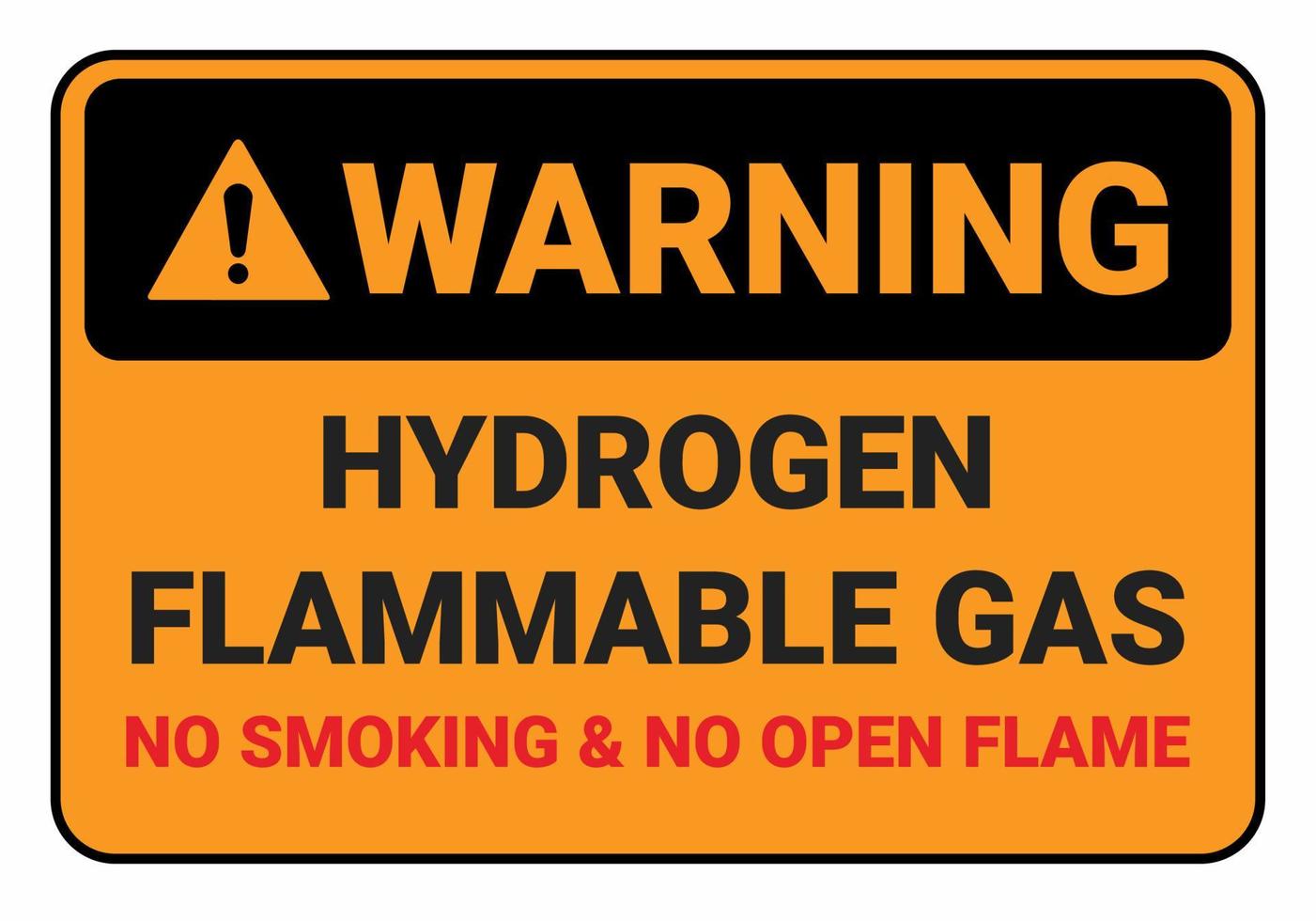 Warning hydrogen flammable gas. no smoking and no open flame. Safety sign Vector Illustration. OSHA and ANSI standard sign. eps10