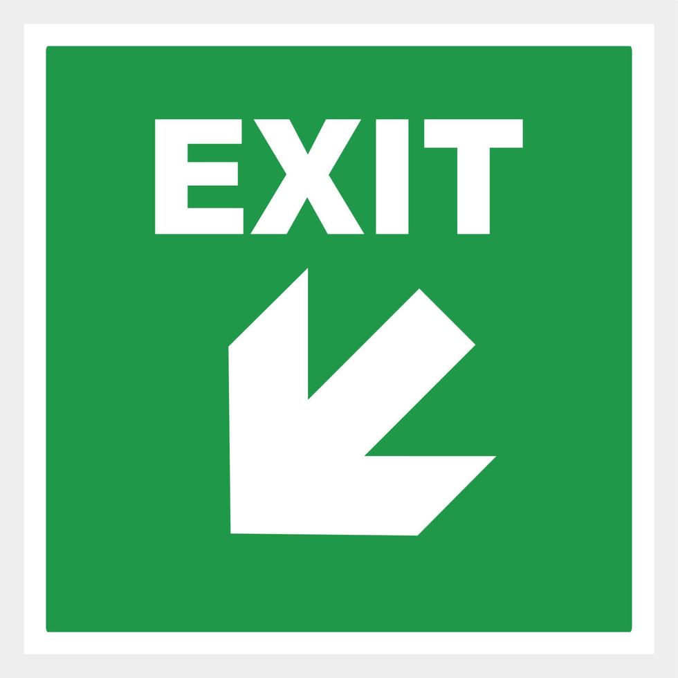 Green emergency exit sign square on white. Vector Illustration left exit