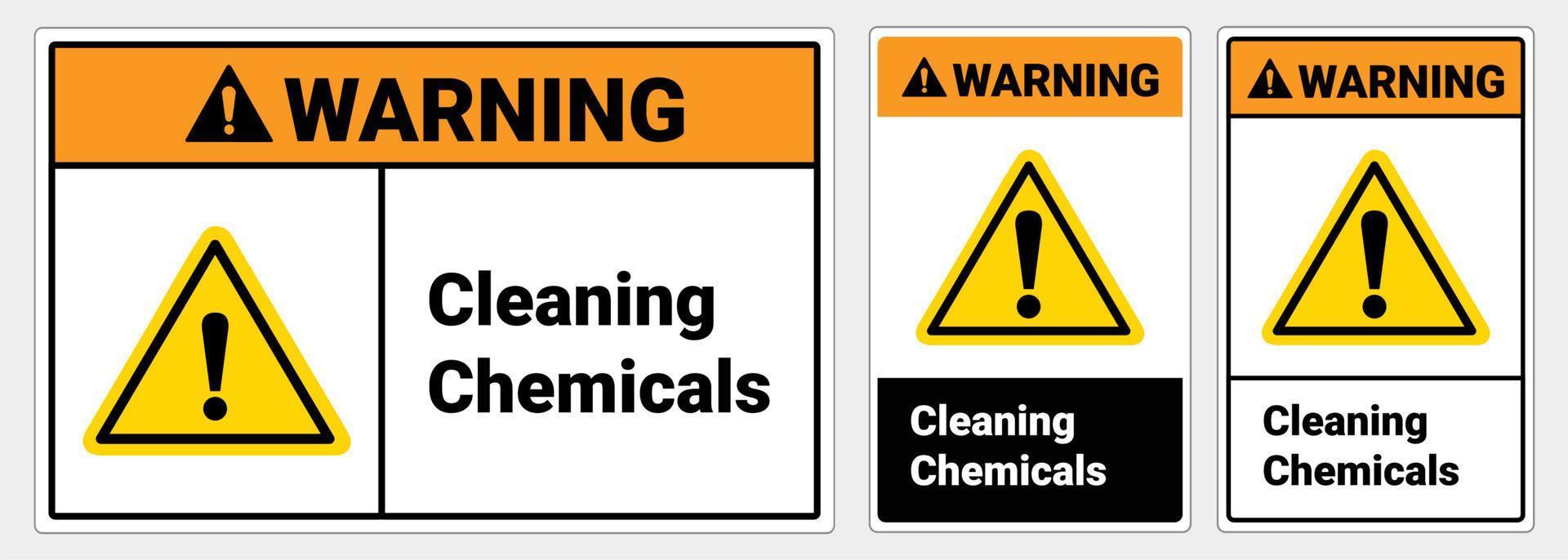 Safety sign Cleaning chemicals. Warning sign. OSHA and ANSI standard sign. vector