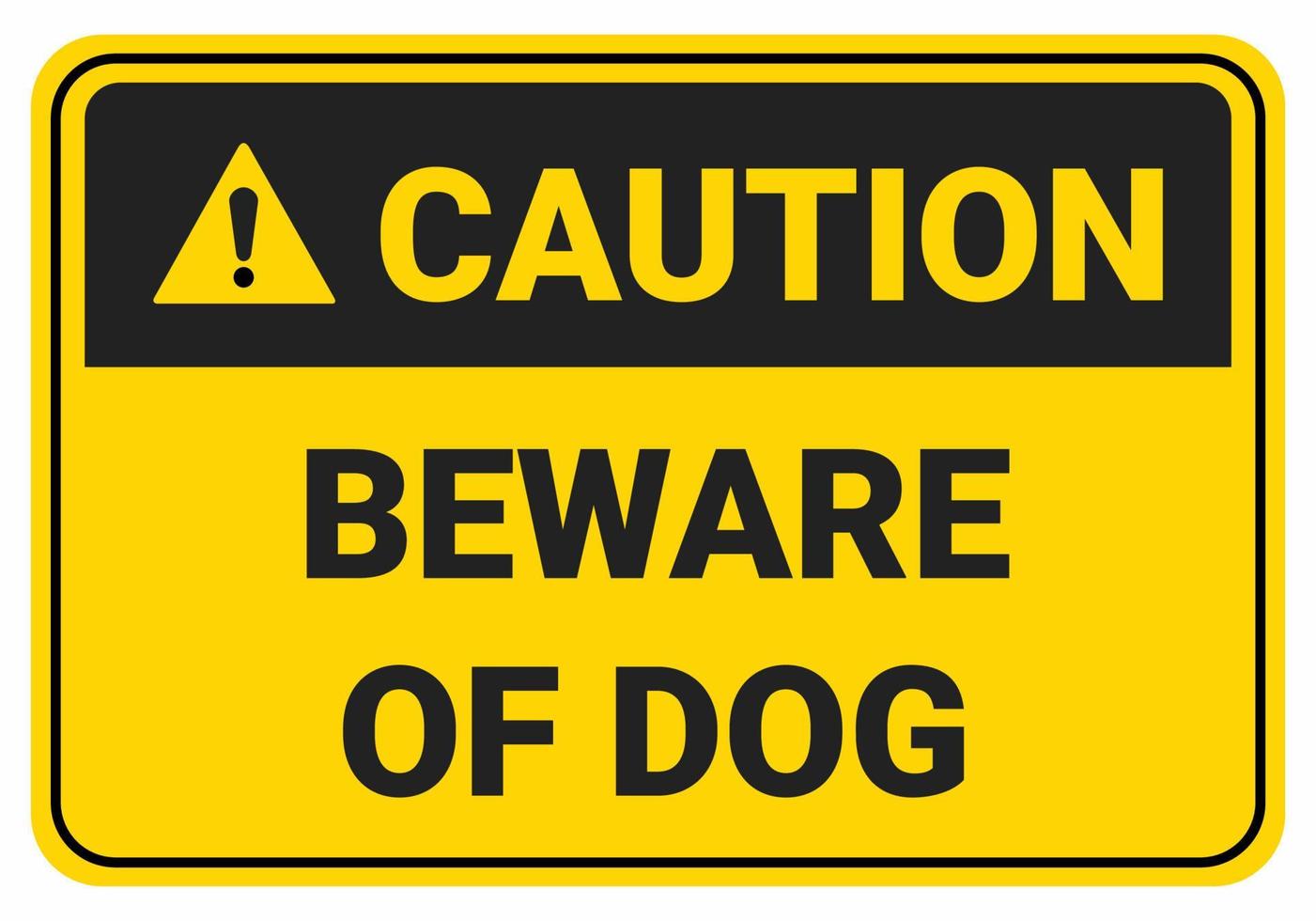 cuidado con el perro. ilustración de vector de signo de seguridad de precaución. Signo estándar de osha y ansi. eps10