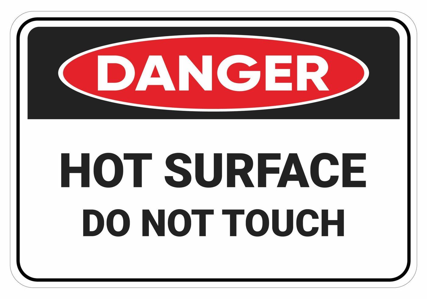 Hot surface do not touch. Danger Safety sign Vector Illustration. OSHA and ANSI standard sign.