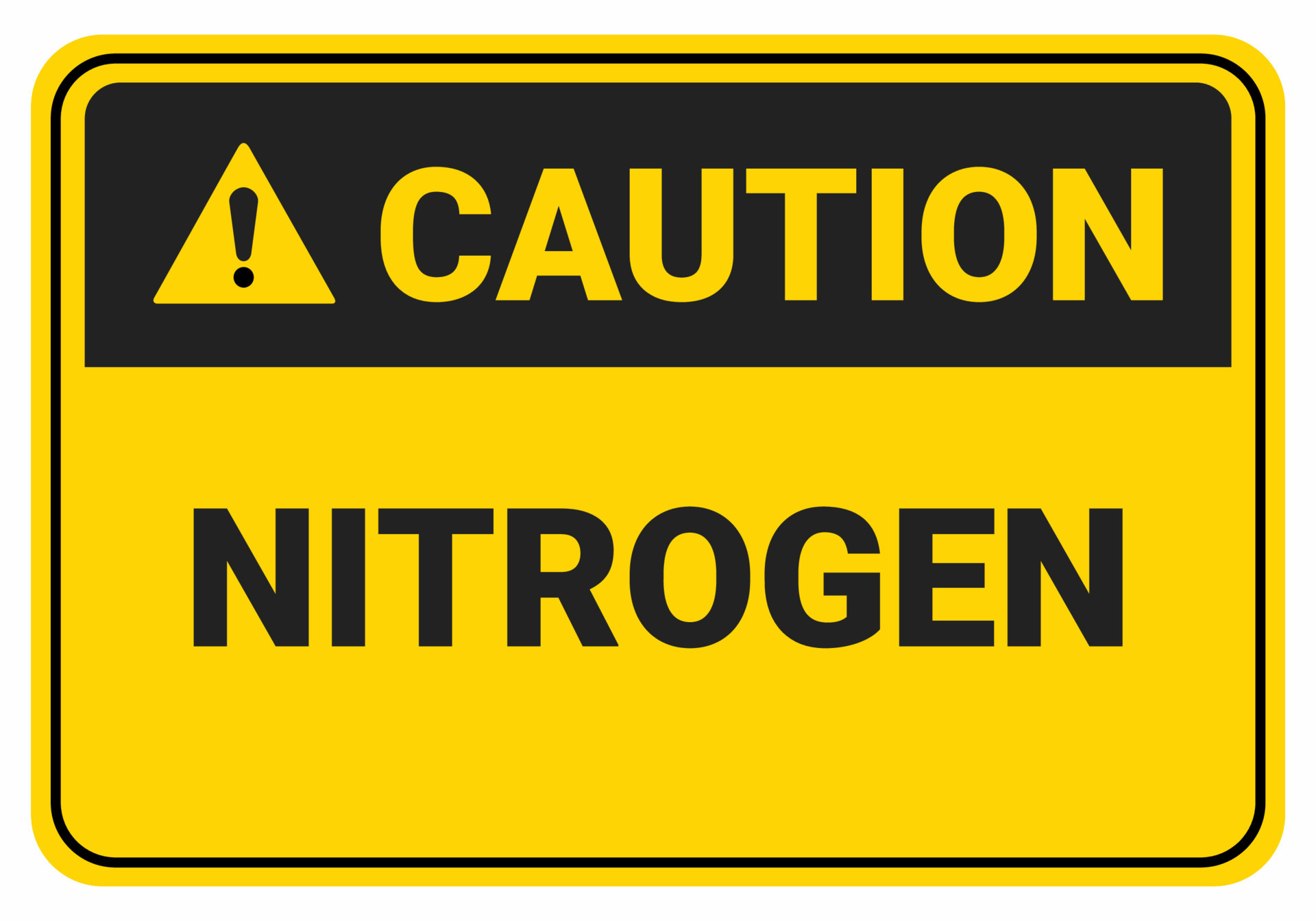Caution nitrogen. beware the dangers of nitrogen. Safety sign Vector