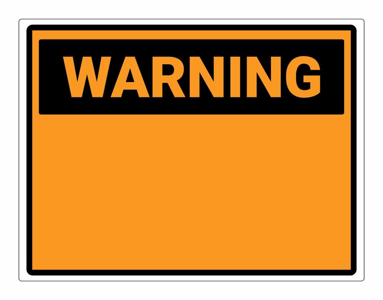 Warning sign. Blank sign isolated on orange background.  Vector illustration. ANSI and OSHA standard.