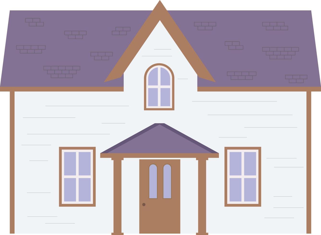 The house in white and violet. Flat. Isolated vector