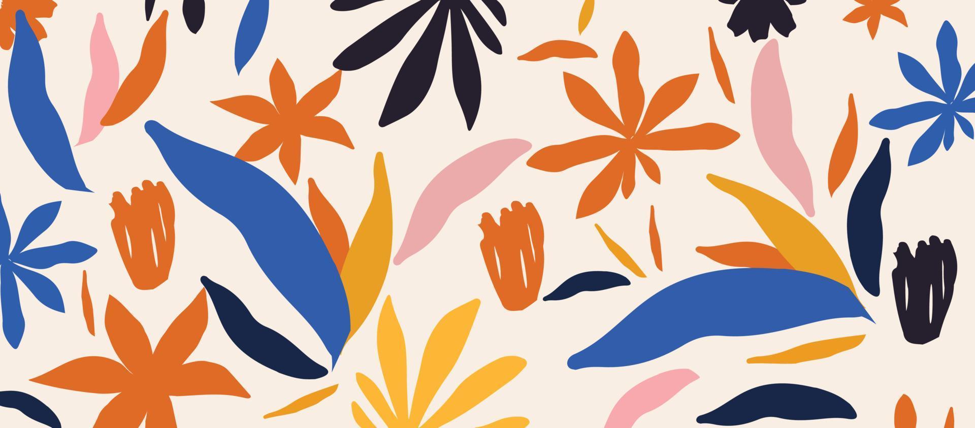 colección de garabatos de formas orgánicas coloridas. lindas formas botánicas, recortes de garabatos infantiles al azar de hojas y flores tropicales, ilustración vectorial de arte abstracto decorativo vector