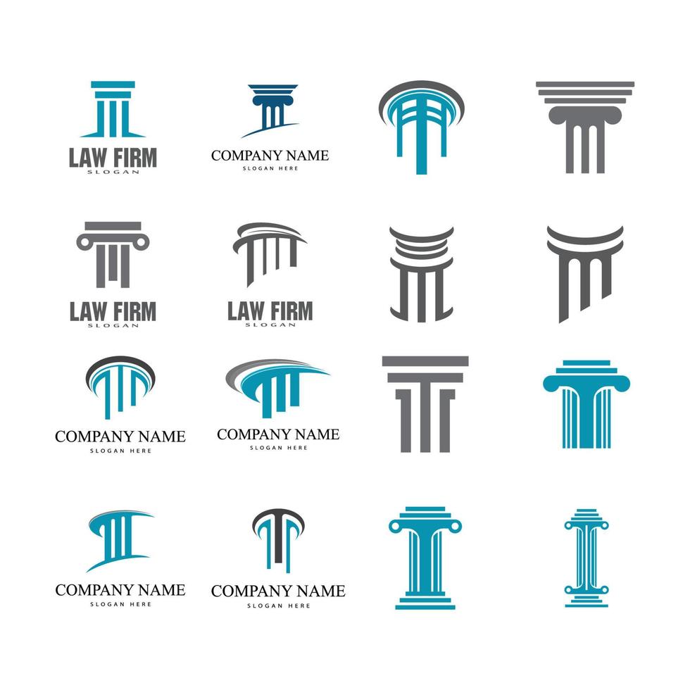 pilar antiguo columnas roma griega atenas edificio histórico diseño de logotipo vector