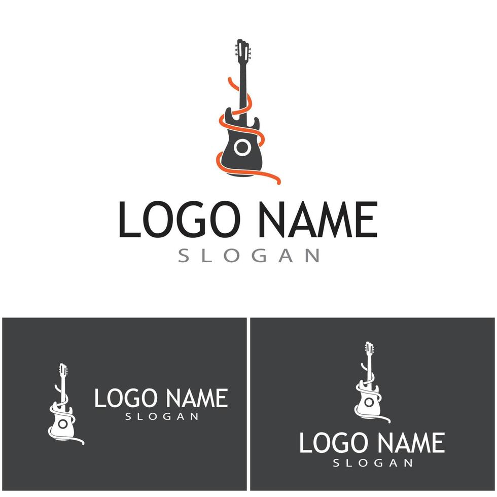 Cross Guitar Music Band Emblem logo design vector