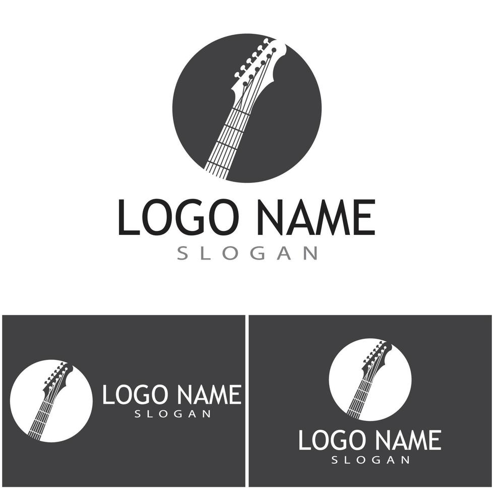 Cross Guitar Music Band Emblem logo design vector