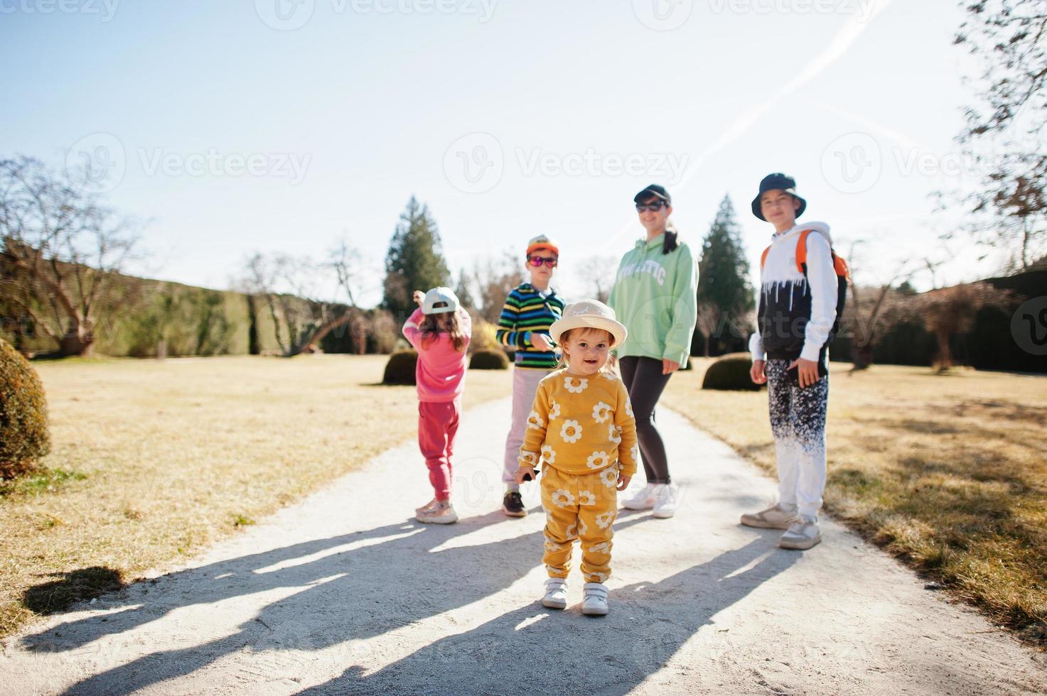 Mother with four kids at Lednice park, Czech Republic. photo