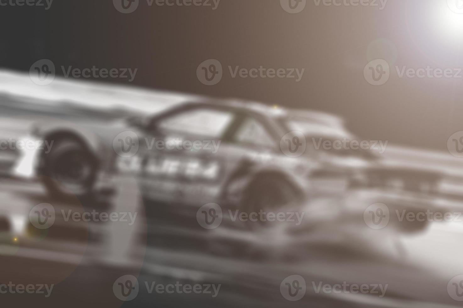 Lens blur of car racing. car race background concept photo