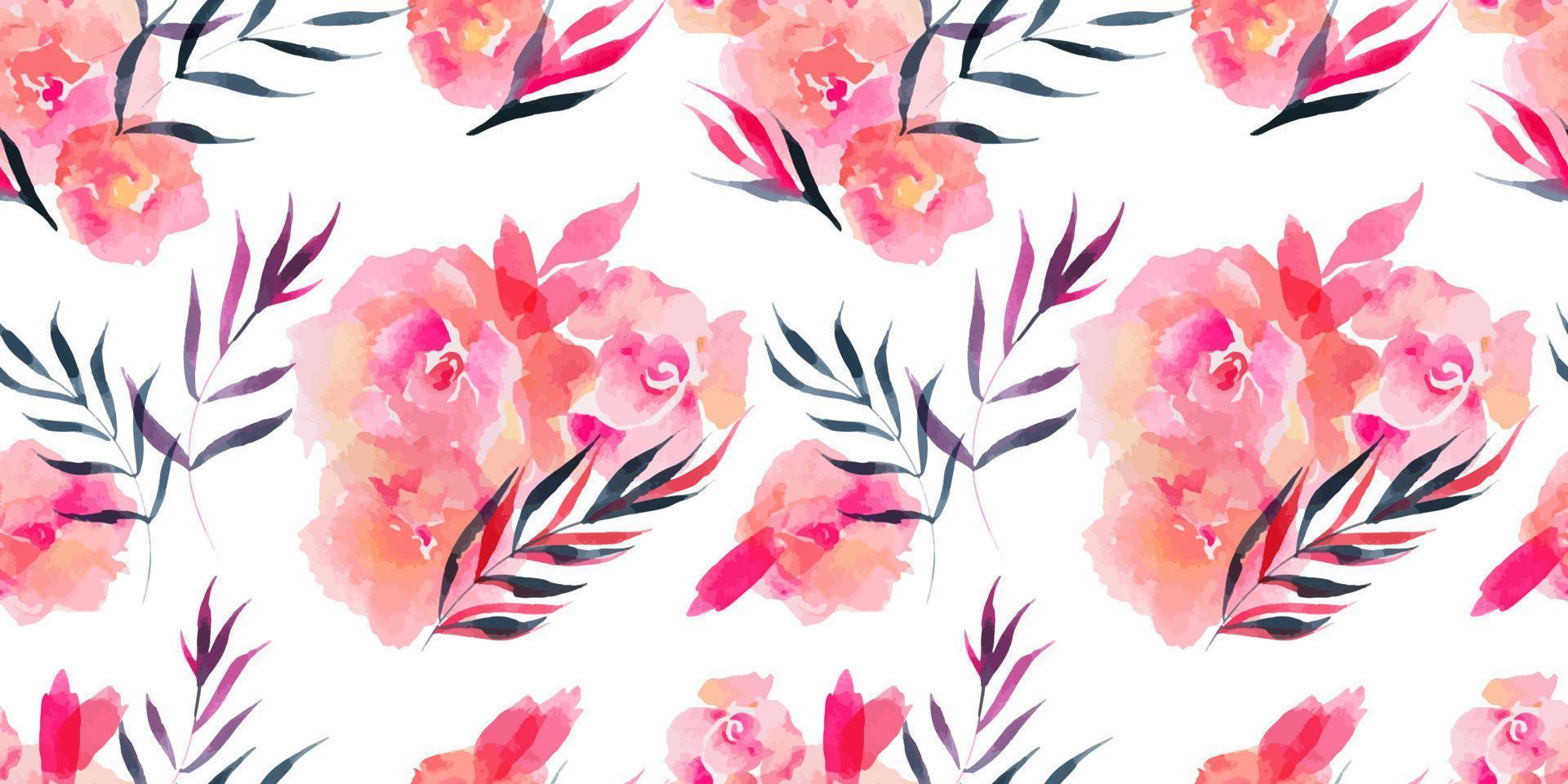 Roses and willow bouquets seamless pattern vector