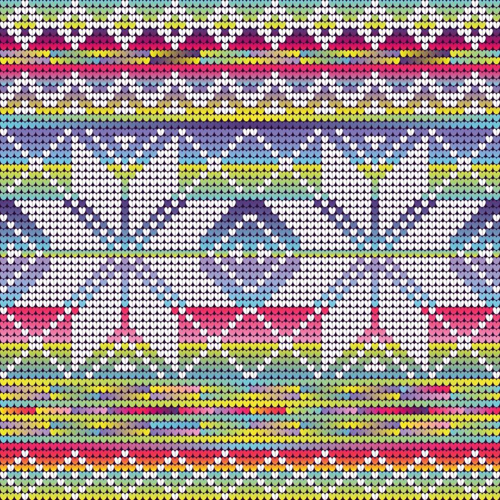 Vibrant colors knitting pattern of Christmas Star. Neon gradient background vector