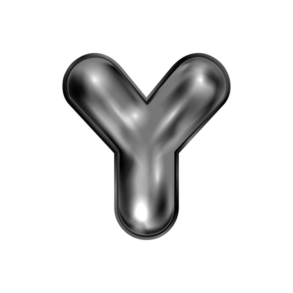 Black latex inflated alphabet symbol, isolated letter Y vector