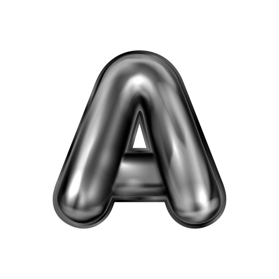 Black latex inflated alphabet symbol, isolated letter A vector