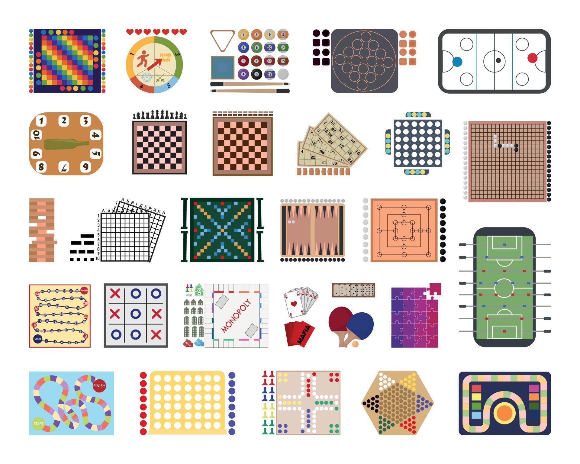 Set of Board Games 8041533 Vector Art at Vecteezy