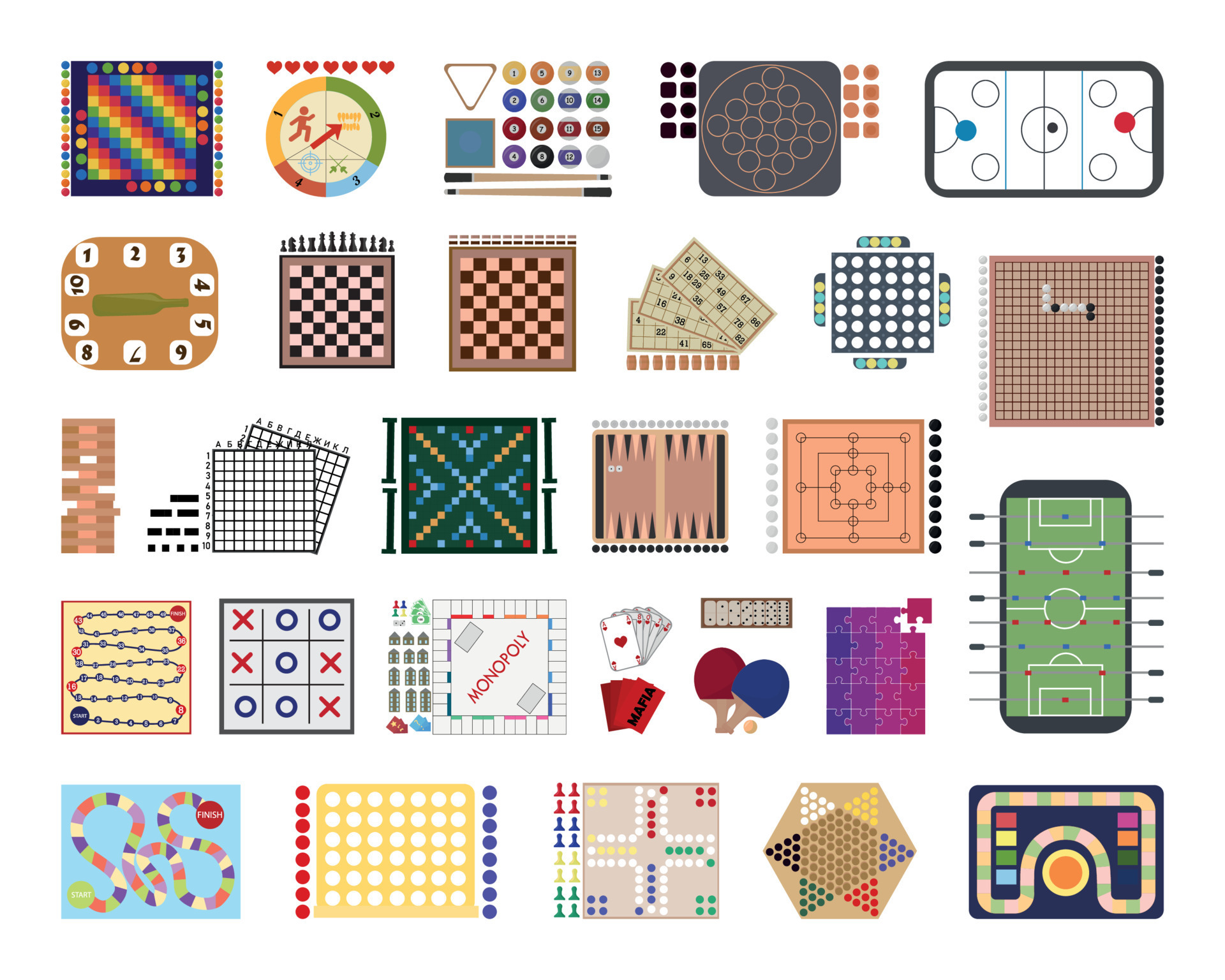 Set of Board Games 8041533 Vector Art at Vecteezy