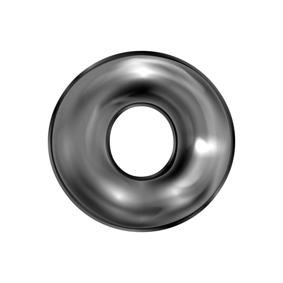 Black latex inflated alphabet symbol, isolated letter O vector