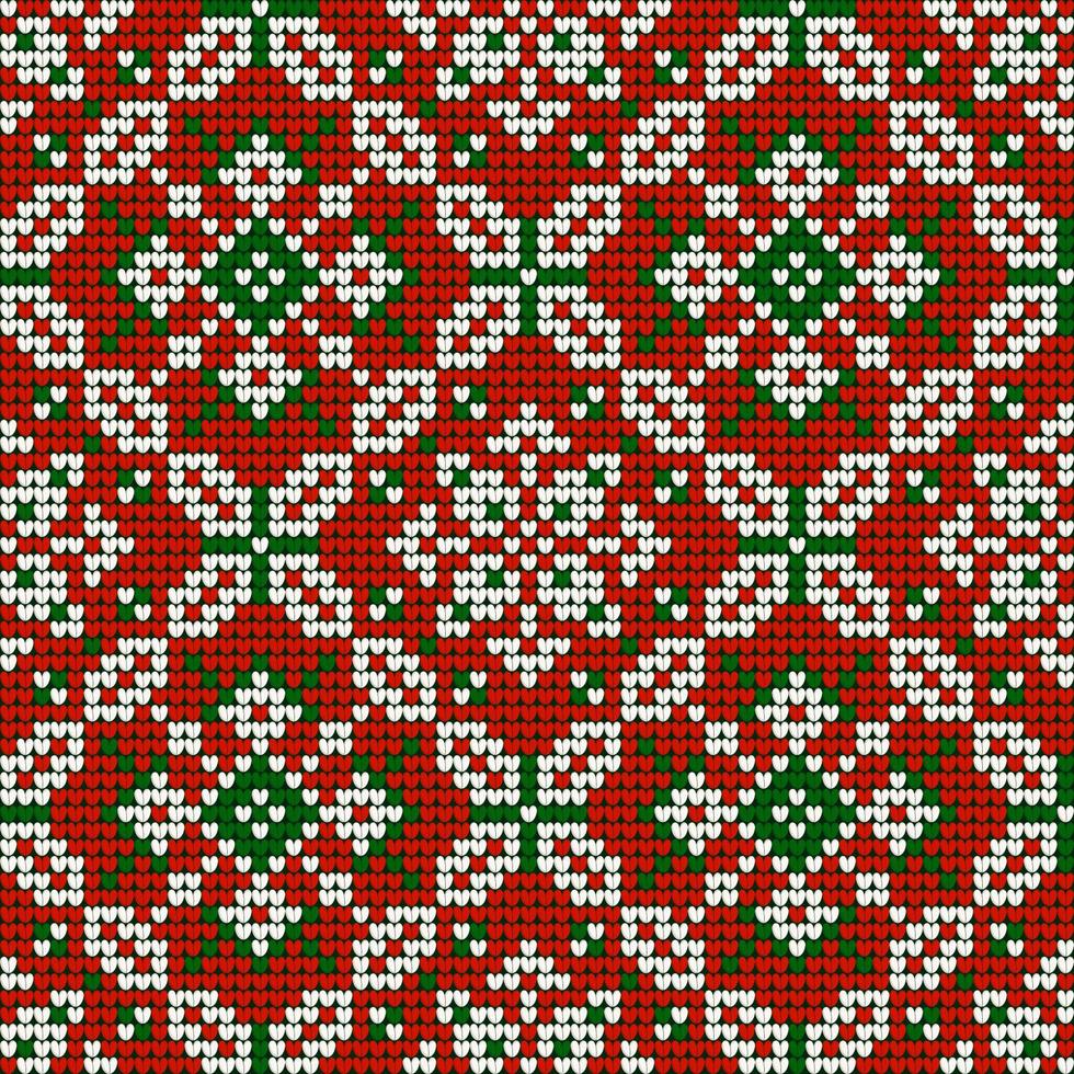 patrón de tejido de la abuela en colores rojo, verde y blanco para suéter feo de navidad vector