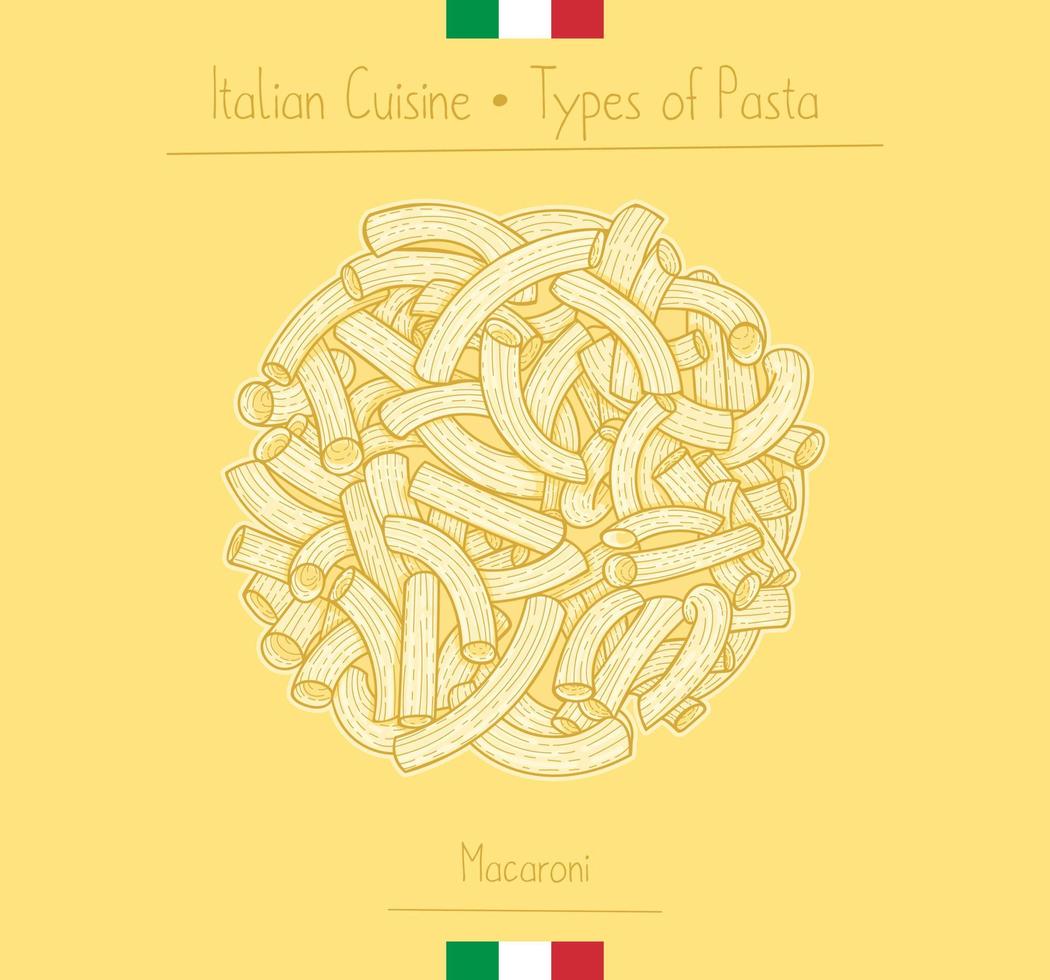 comida italiana pasta en forma de codo también conocida como macarrones, ilustración de bocetos en el estilo vintage vector