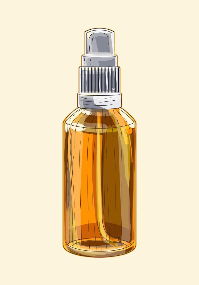 Medical brown glass sprayer, hand drawn sketch art vector