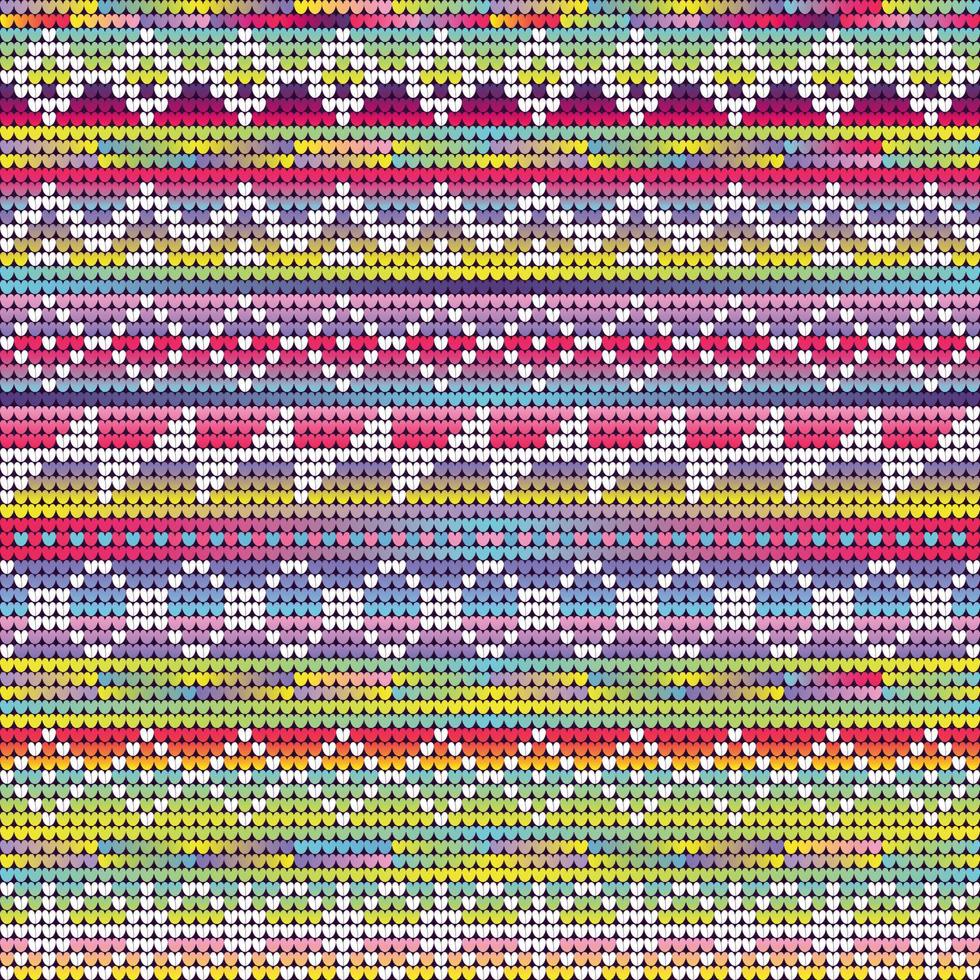 Vibrant colors knitting geometric pattern of Christmas. Neon gradient background vector