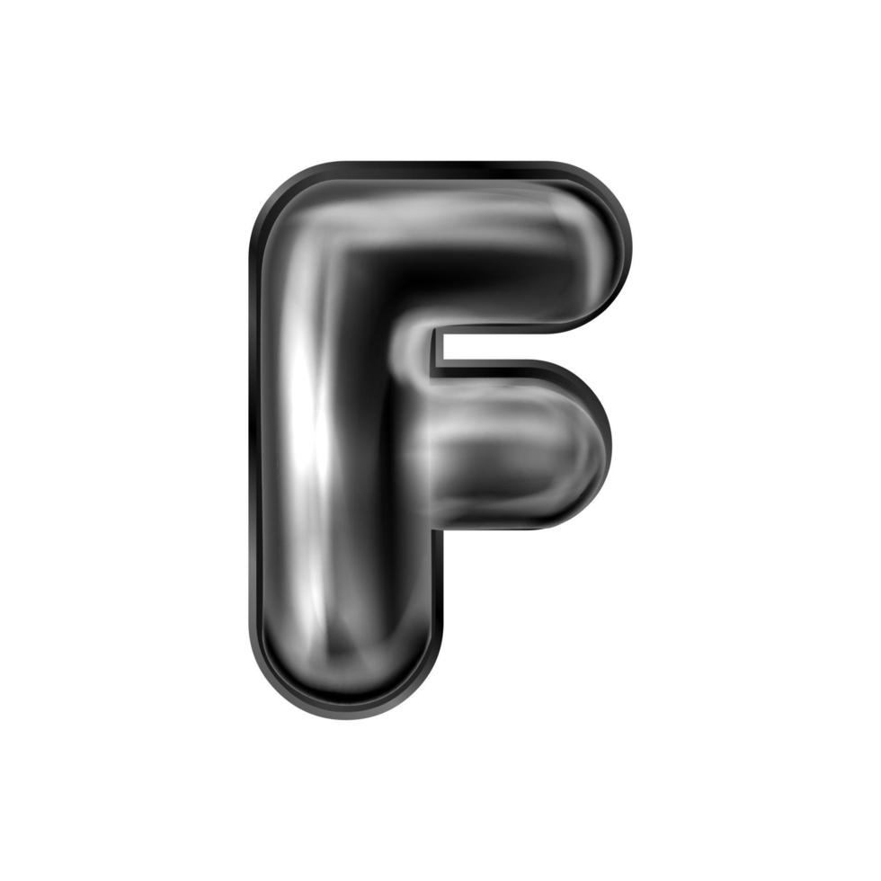 Black latex inflated alphabet symbol, isolated letter F vector