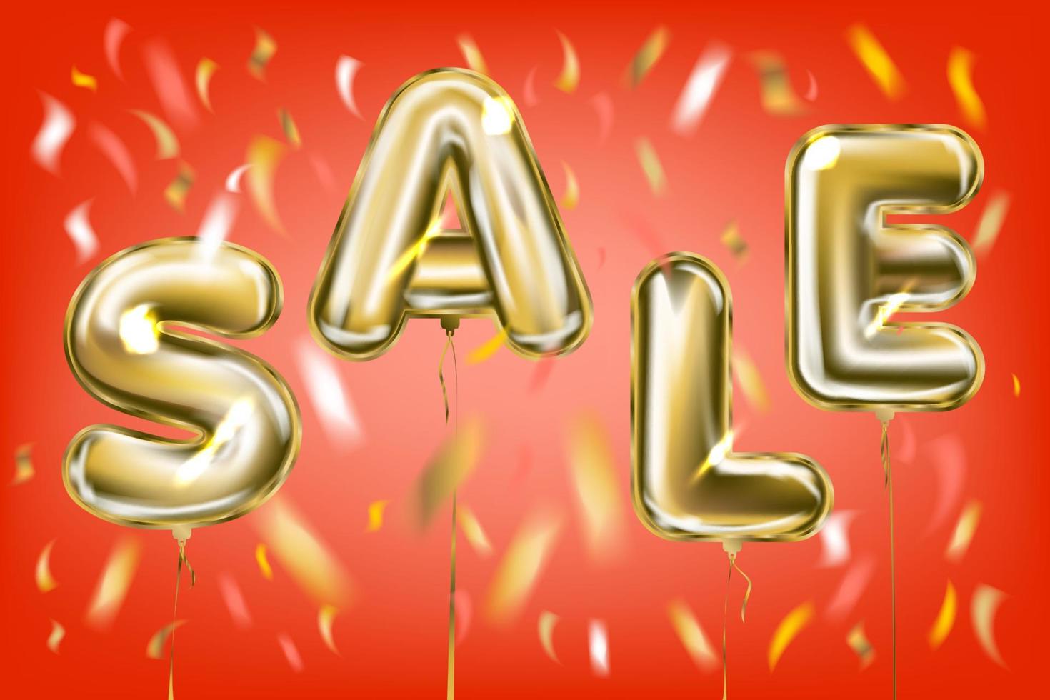 SALE POSTER by shiny metallic foil ballons in red air vector