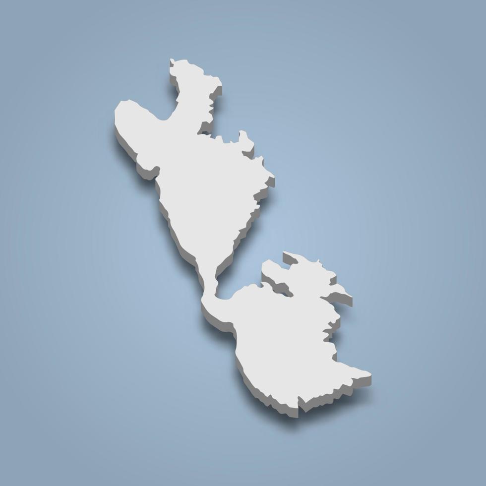 El mapa isométrico 3d de ithaca es una isla en las islas jónicas vector