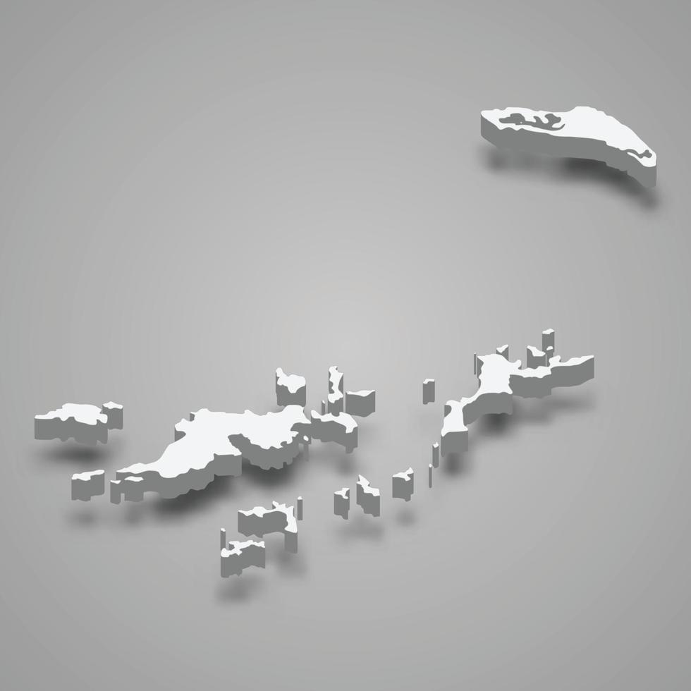 3d isometric map of British Virgin Islands, isolated with shadow vector