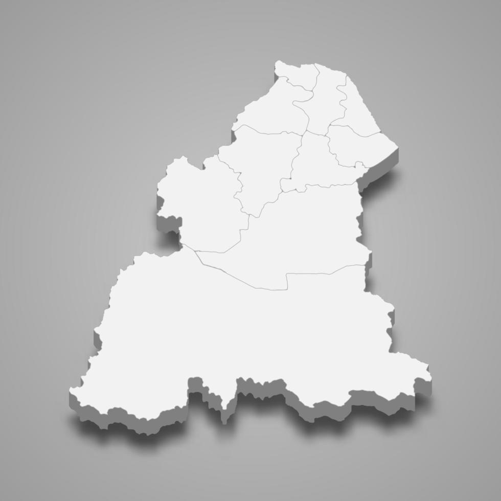 3d isometric map of Kelantan is a state of Malaysia vector