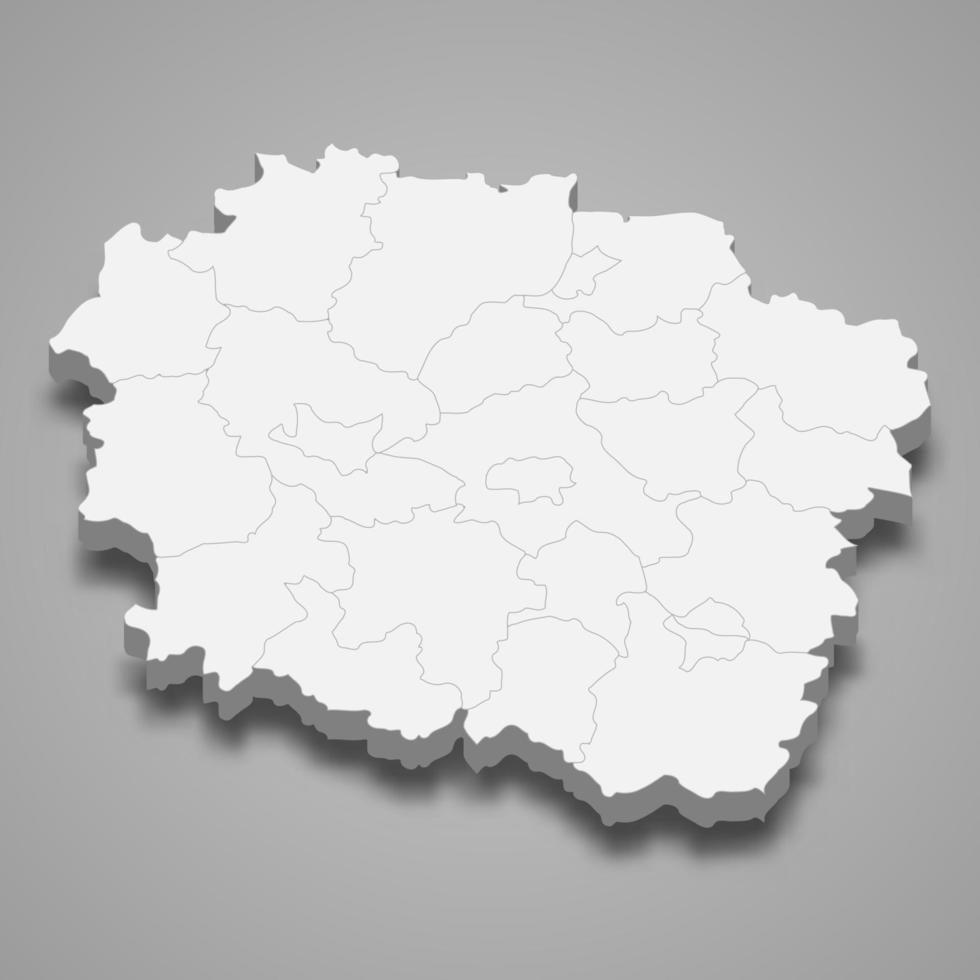 3d map of Kuyavia-Pomerania voivodeship is a province of Poland, vector