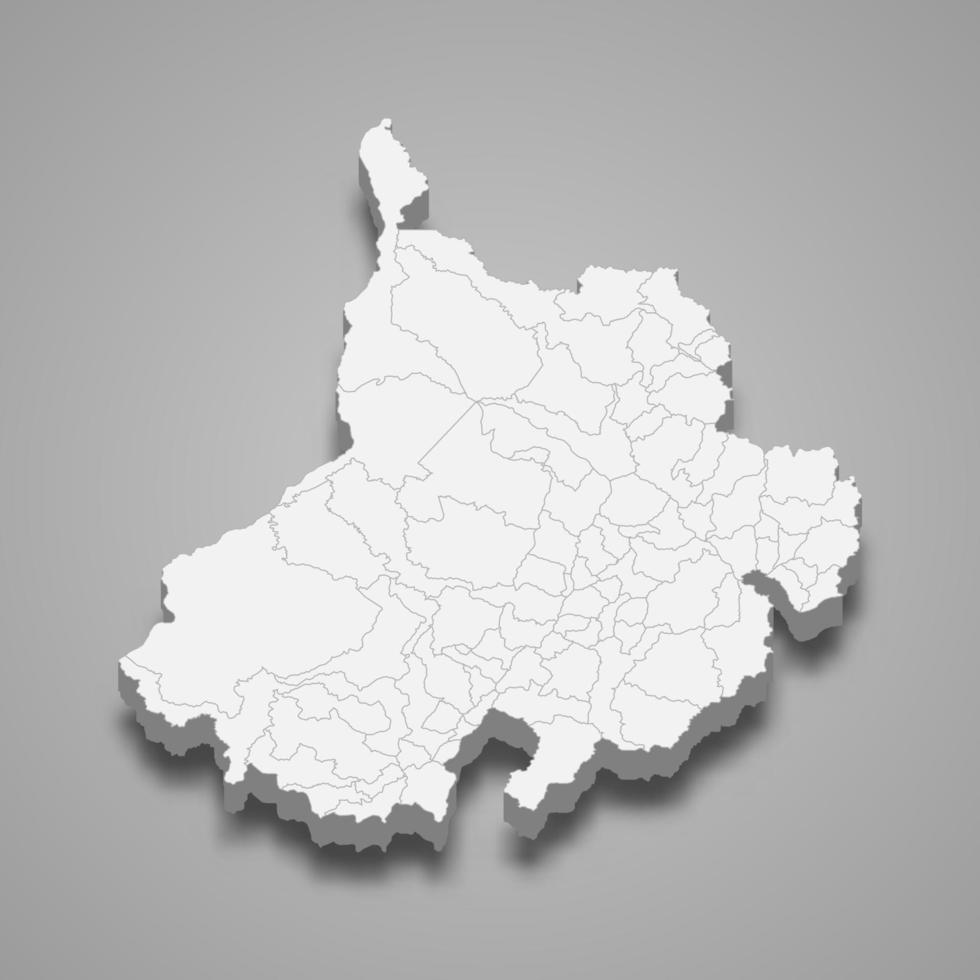 mapa 3d de santander es un departamento de colombia vector