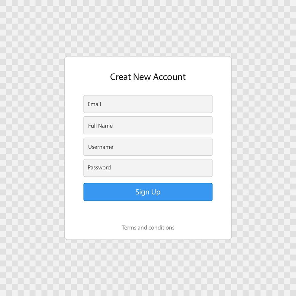 Registration form page template vector