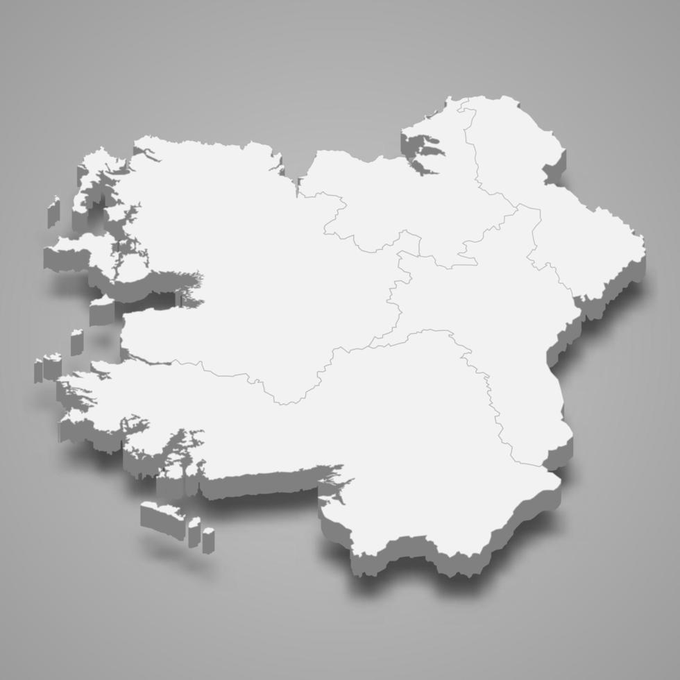 3d isometric map of Connacht is a province of Ireland vector