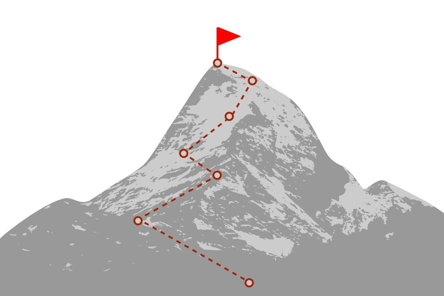 Mountain peak with route vector