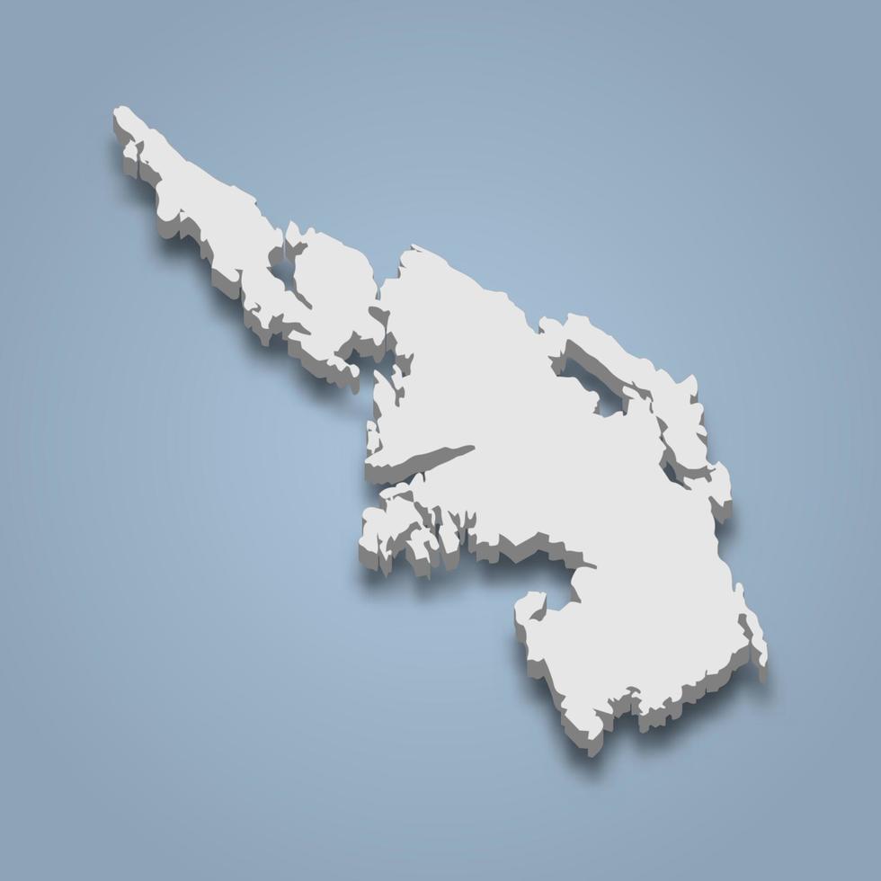 3d isometric map of Askoy is an island in Norway vector