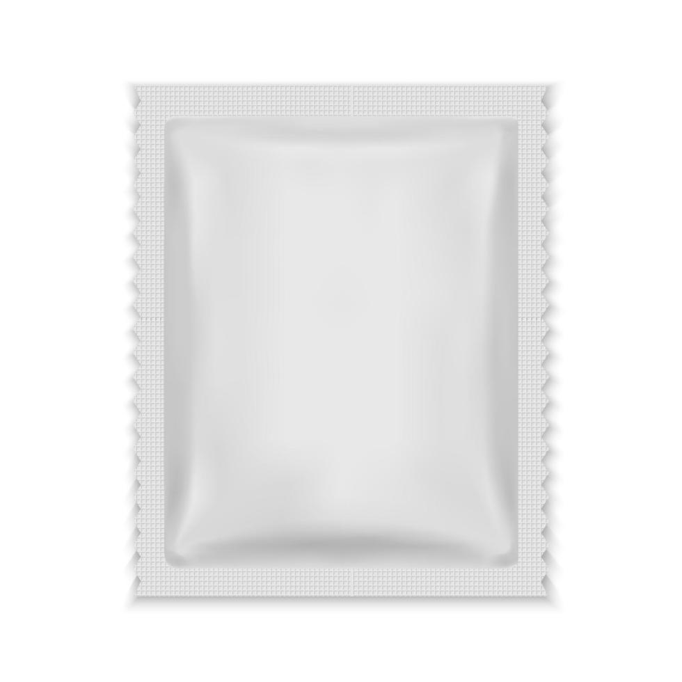 embalaje de bolsa de comida de papel de aluminio blanco en blanco vector