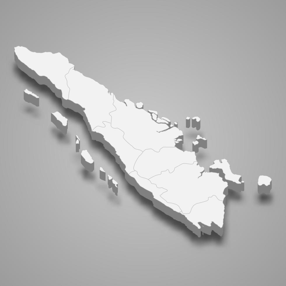 El mapa isométrico 3d de sumatra es una isla de indonesia vector