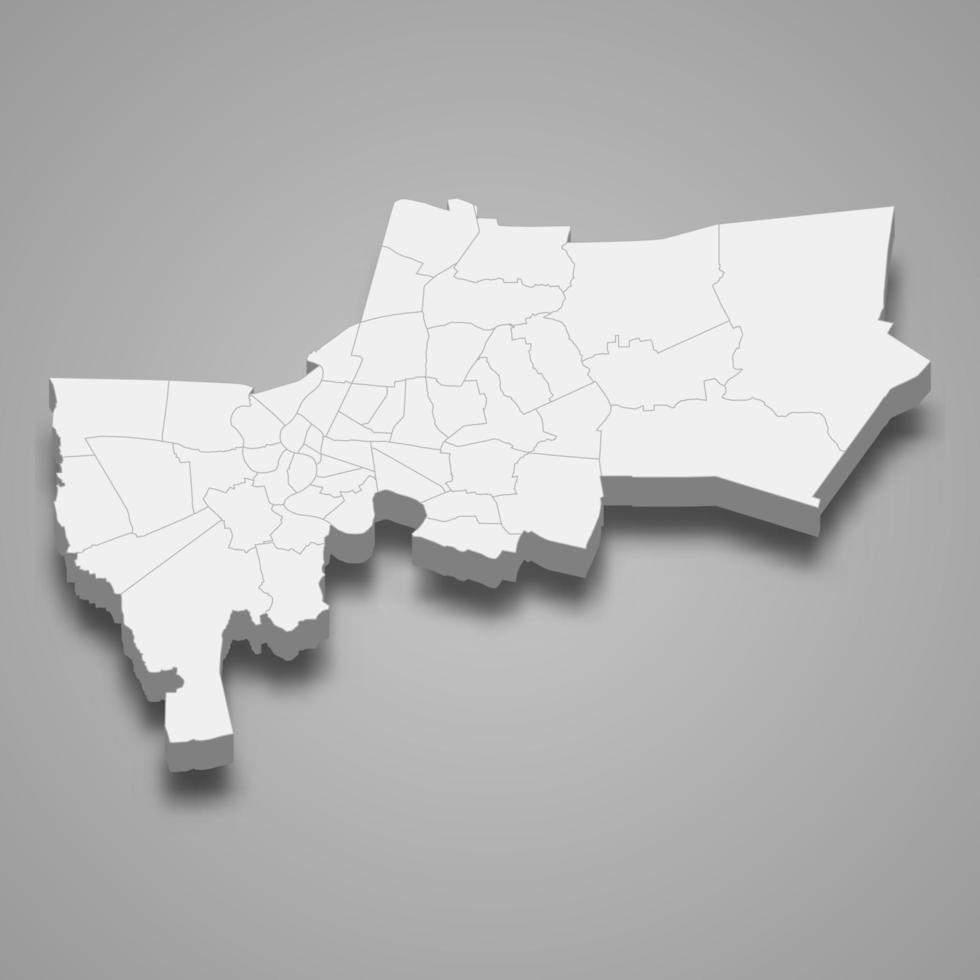 3d map of Bangkok is a province of Thailand vector