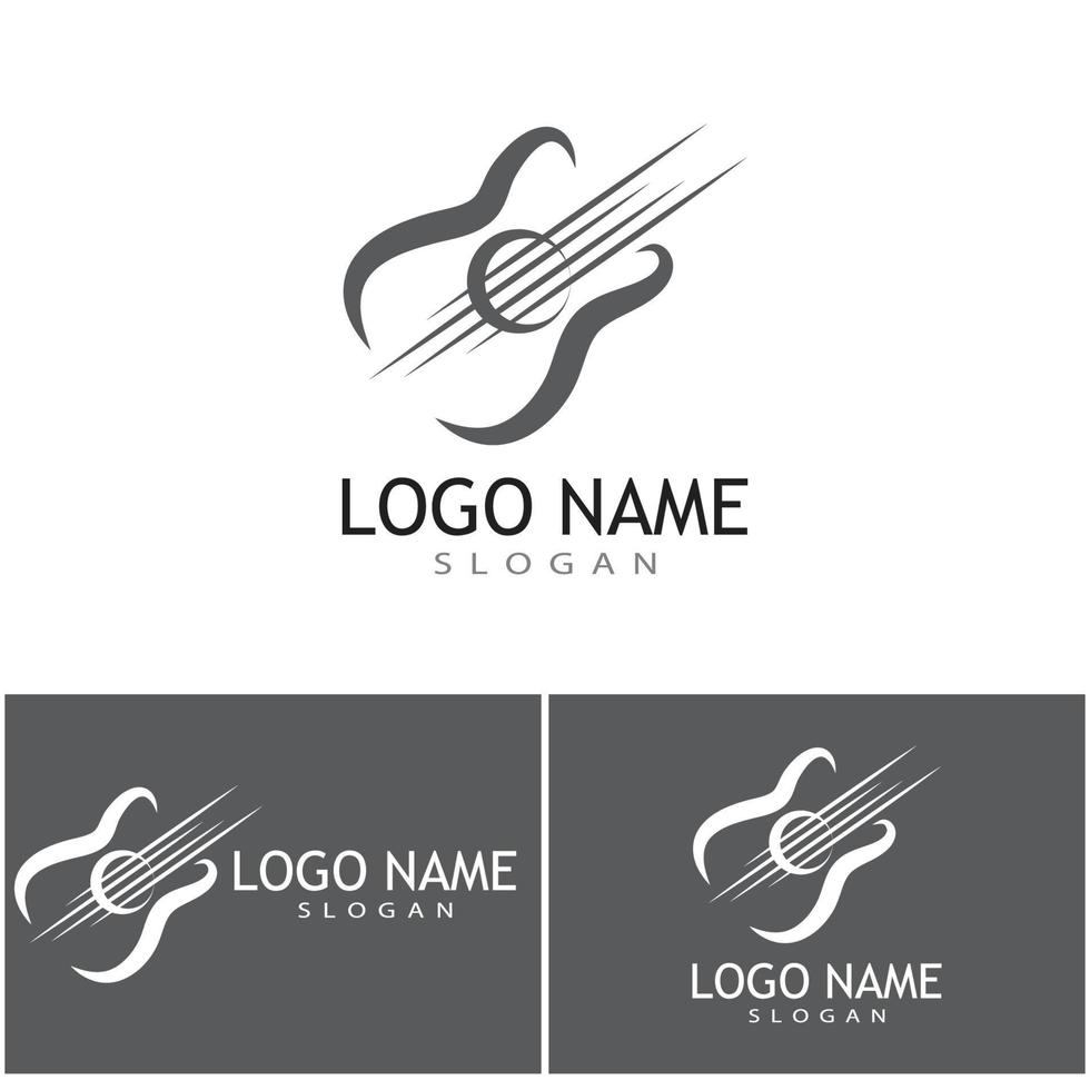 diseño de logotipo de emblema de banda de música de guitarra cruzada vector