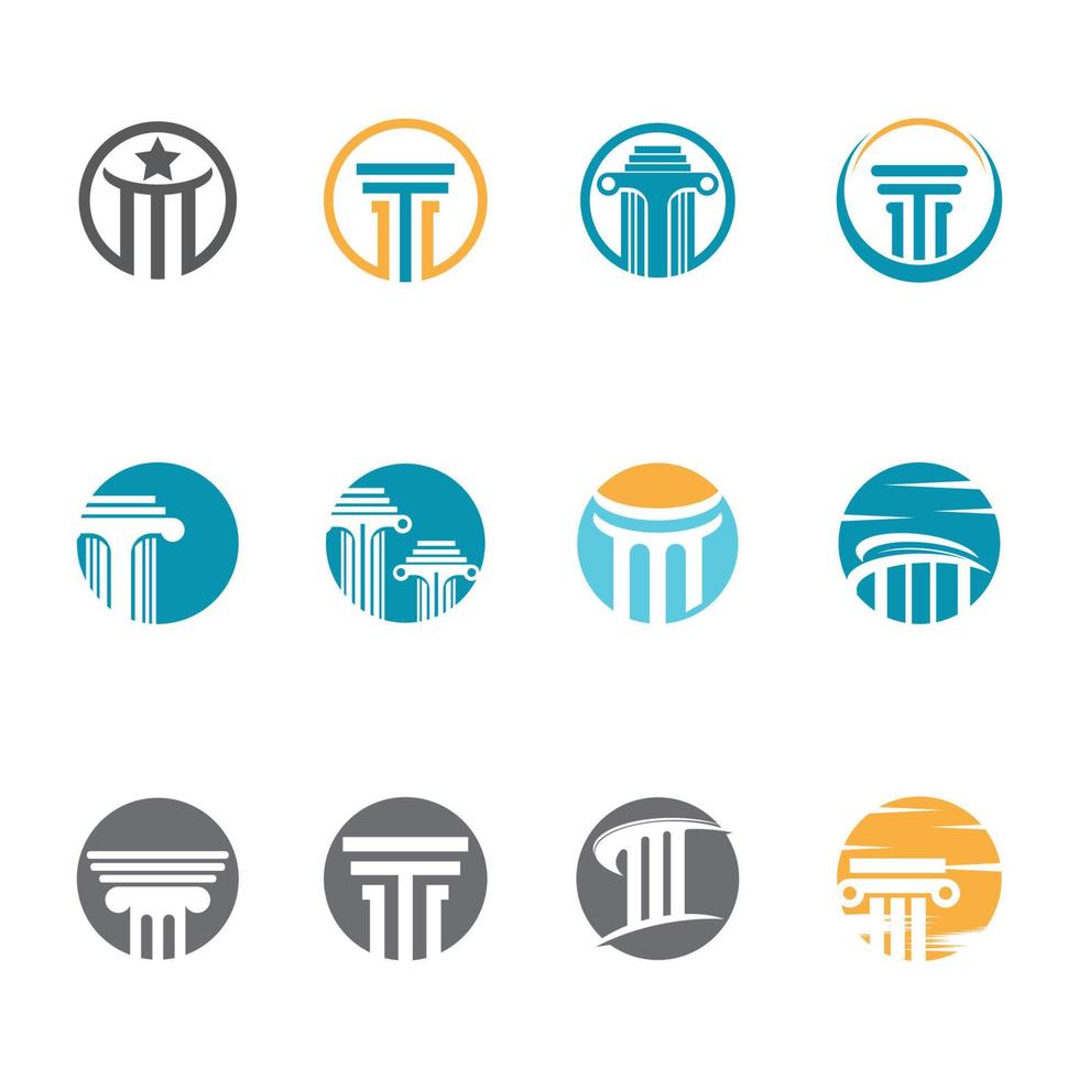 Ancient Pillar Columns Greek Rome Athens Historical Building logo design vector