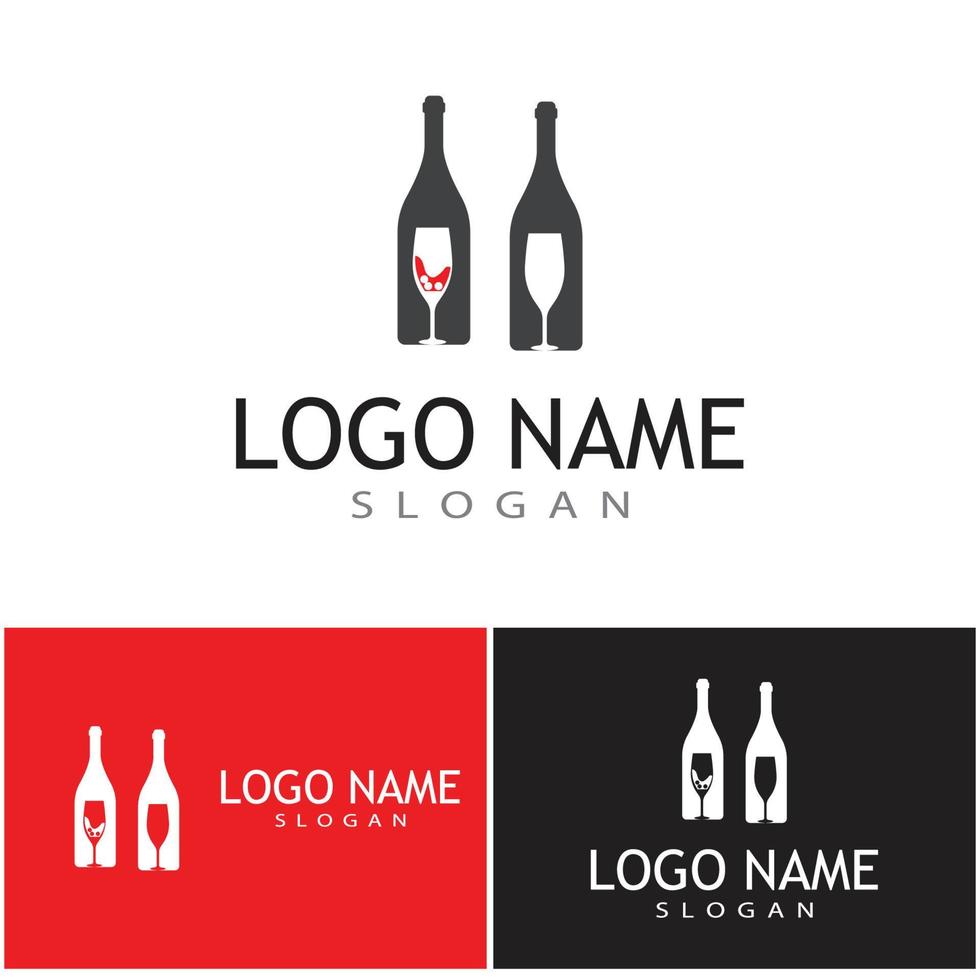 vino logo plantilla vector símbolo naturaleza