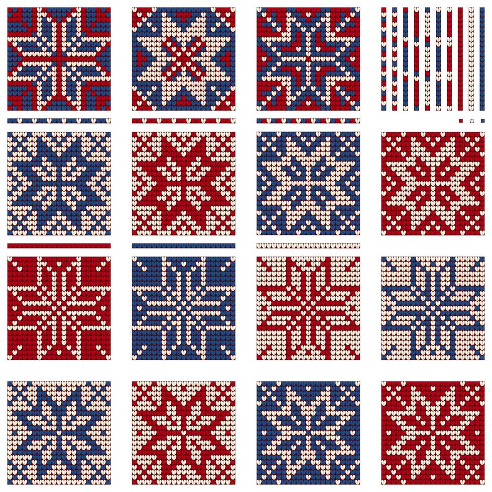 Grandmas New Year bunddle of Christmas Ugly Sweater knitting star patterns, RBW vector