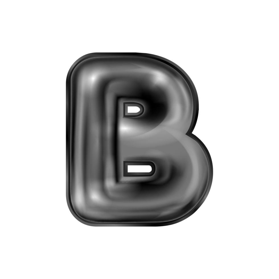 Black latex inflated alphabet symbol, isolated letter B vector