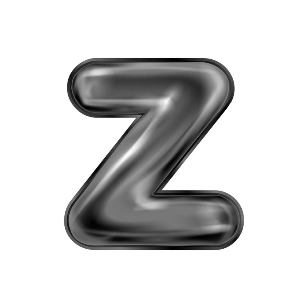 Black latex inflated alphabet symbol, isolated letter Z vector
